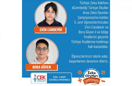 TÜRKİYE ZEKA OYUNLARI ŞAMPİYONASINDA FİNALDEYİZ