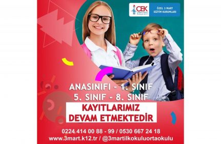 ANASINIFI - 1. SINIF - 5. SINIF - 8. SINIF KAYITLARIMIZ DEVAM ETMEKTEDİR